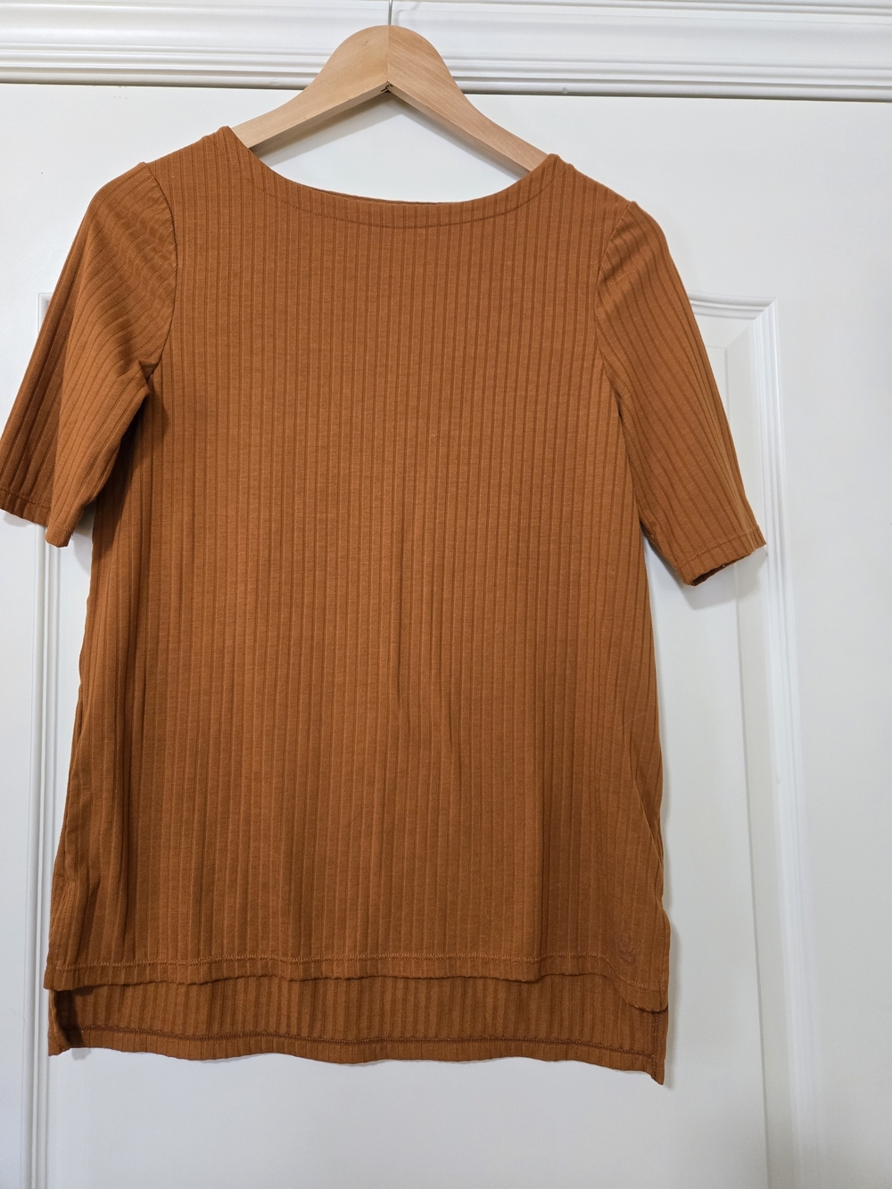 Cuddl Duds Ribbed Short Sleeve Top - Rust Cozy Soft Fall Layering